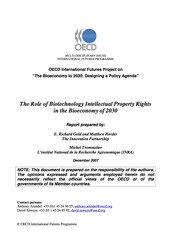 OECD: The Role of Biotechnology Intellectual Property Rights in the Bioeconomy of 2030 preview