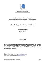 OECD: The Bioeconomy to 2030: Designing a Policy Agenda - Biotechnology: Ethical and social debates preview
