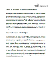 Bioökonomierat: Thesen zur Gestaltung der Bioökonomiepolitik 2018 preview