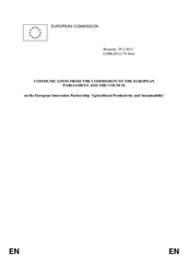 European Commission: on the European Innovation Partnership 'Agricultural Productivity and Sustainability preview