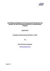 ECO SYS GmbH: Die Wettbewerbsfähigkeit der Bundesrepublik Deutschland als Standort für die Fermentationsindustrie im internationalen Vergleich preview