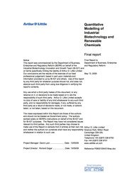 Arthur D. Little Ltd: Quantitative Modelling of Industrial Biotechnology and Renewable Chemicals preview