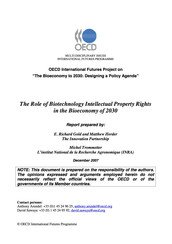 OECD: The Role of Biotechnology Intellectual Property Rights in the Bioeconomy of 2030 preview